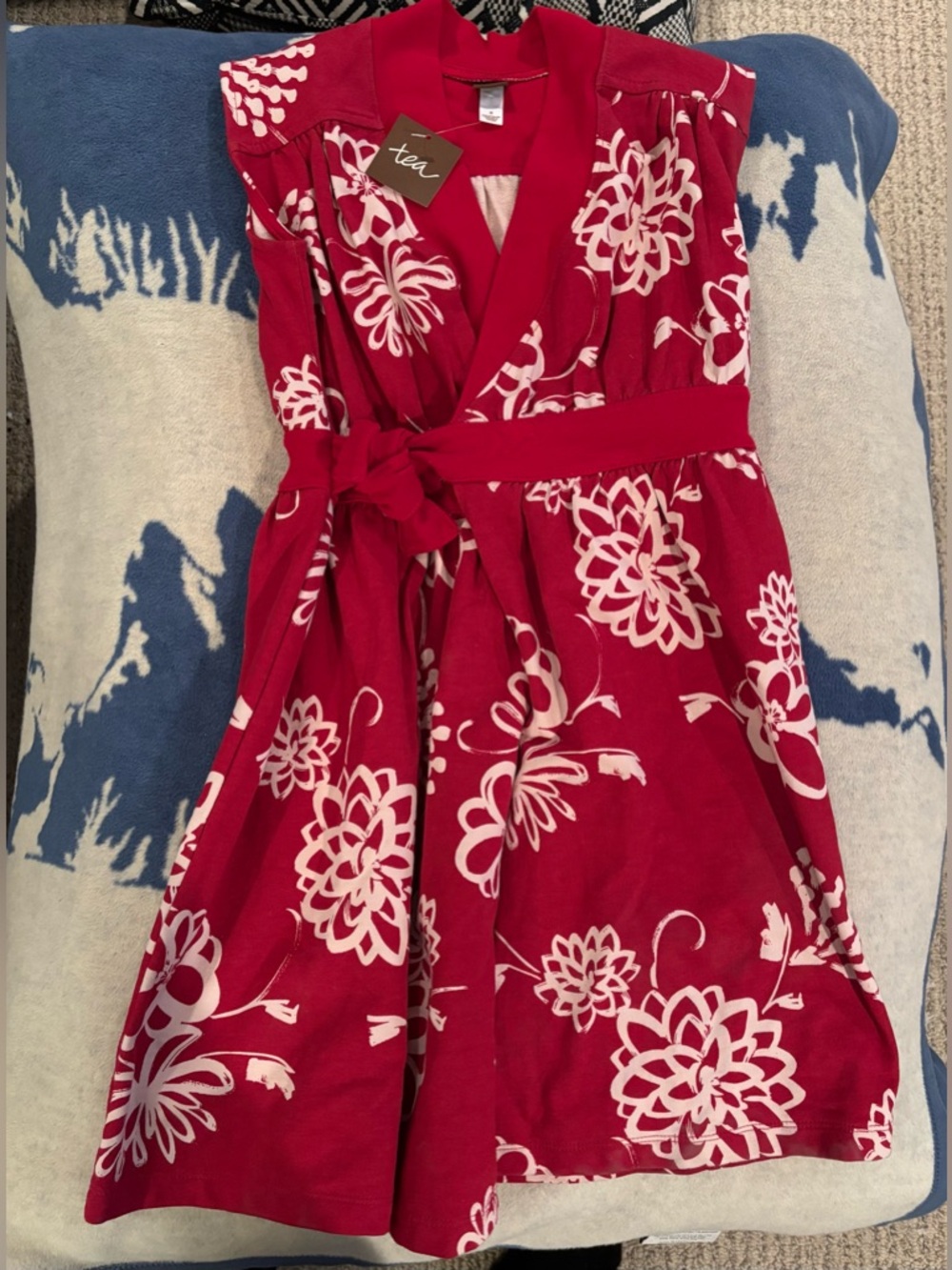 Tea Collection Red and White Floral Wrap Dress for Girls